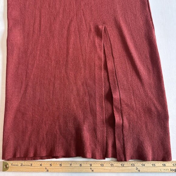 NWT Sam Edelman Dress Size Large Ribbed Collared Midi Sweater $118 Rust Orange - Picture 8 of 16